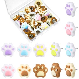 30 PCS Cute Cat Paw Decorative Push Pins Cork Board Decorations Cute Thumb Tacks(Vibrant Colors)