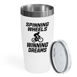 Track Bicycle Racing White Edition Viking Tumbler 20oz - Spinning Wheels - Bike Lover Mountain Biker Road Racer Sport Trails Bicycle Wheelie Rider Track Gymnast