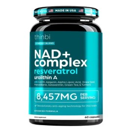 Suplemento NAD Complejo ThinBi Cápsulas 8457mg Resveratrol y CoQ10 60u Sin Sabor                                                                      