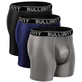 BULLIANT Mens Underwear Briefs 3 Pack, Mesh Athletic Sports Boxer Briefs Low Rise Waisted For Men No Fly
