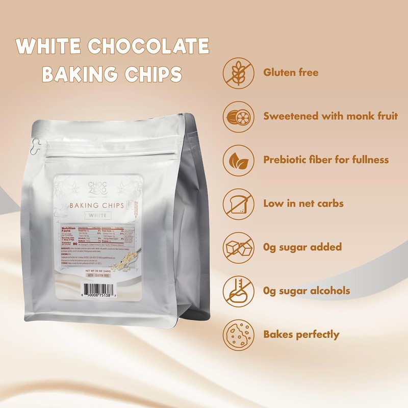 ChocZero White Chocolate Chips, No Added Sugar, Keto & Low