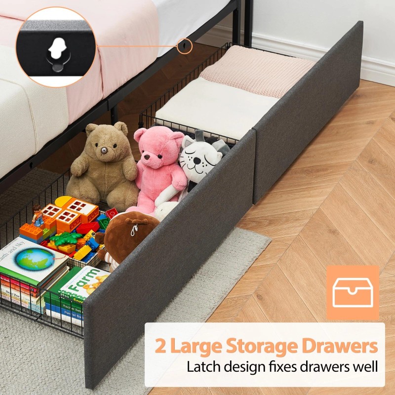 Jojoka Twin Full Queen Size Upholstered Platform Bed Frame with