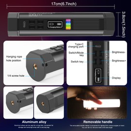 PULUZ Magnetic Handheld Light Wand, Full Color RGB Light Stick, LED Fill Light with 2000mAh Rechargeable Battery, 2500-9000K Dimmable Camera Tube Light for Studio Photography TikTok YouTube Vlog, 17cm