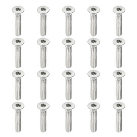 PATIKIL M2 x 10mm Flat Head Socket Cap Screws, 100 Pack 304 Stainless Steel 18-8 Machine Screws Flat Countersunk Bolts Hex Socket Drive Fasteners Grade 6.8