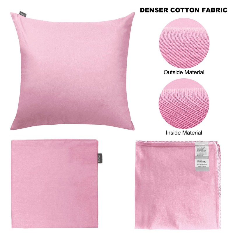 Thmyo 2 Pack 100% Cotton Solid Decorative Square Throw Pillow