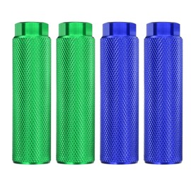 HARFINGTON 2 Pairs Bike Pegs Aluminum Alloy Rear Stunt Pegs Anti-Skid Back Seat Stands Fit 3/8" Axles for Mountain Bike, Green & Blue