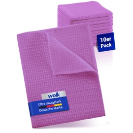 wolk Waffle Cloths – Microfibre Cloth with Waffle Structure – Pack of 10 – Size: 38 x 38 cm – Colour: Purple – Rags, Cleaning Cloths, Cleaning Cloths – Bathroom, Kitchen, Catering