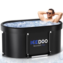 Wxtkkom New Upgrade XL 139-Gallon Oval Ice Bath Tub - 6 Layered Portable Bathtub, Recessed Bathtubs Foldable with Cover Cold Plunge Tub for Athletes, Home Gym, Outdoor Recovery Use.