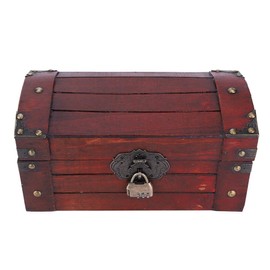 Vintage Wooden Box, Classical Treasure Chest Box Desktop Jewelry Craft Collection Case Photographic Prop Home Decor 11.8 x 5.9 x 5.9in[S with Password Lock] Jewellery Music Boxes