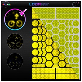 LOOM Reflective Stickers Kit (67pcs Brilliant-fluryelgreen)• Nighttime Safety Waterproof Self-Adhesive Decals for Helmets, Skateboard, Bike, Scooter, E-Bike, Motorcycle & Strollers • Bright Colors