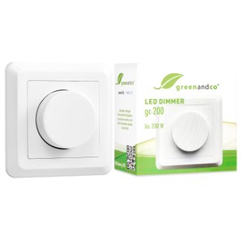 Greenandco® GC-200 Flush-Mounted LED and Halogen Dimmer 1-200 Watt