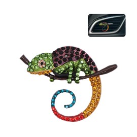 ORIESSE Bling Car Accessories Chameleon Air Freshener Vent Clips Long Lasting Aroma Diffuser Cute Colorful Lizard Decor for Women Teens