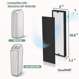 UASWPART NEA120 Filter Compatible with Eureka Air Puri-Fier NEA120 and Toshiba Air Puri-Fier CAF-W36USW, 2 H13 Grade True HEPA (NEA-F1) Filter and 4 Activated Carbon (NEA-C1) Filters
