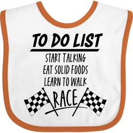 inktastic To Do List Funny Racing for Baby Baby Bib White and Orange 3b88a