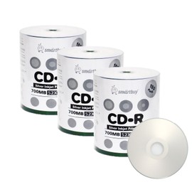 Smart Buy CD-R 300 Pack 700mb 52x Printable Silver Inkjet Blank Recordable Discs, 300 Disc, 300pk