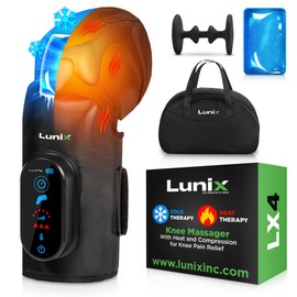 Lunix LX4 Knee Massager with Heat and Compression, Rechargeable Thigh, Calf, and Knee Wrap with Cold or Heat Therapy, Leg Brace and Heating Pad, Black