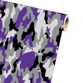 Sky Auto INC Snow White Purple Black Gray Camo Camouflage Vinyl Car Wrap Film Sheet + Free Cutter & Squeegee (4"x 8" / Sample Size)