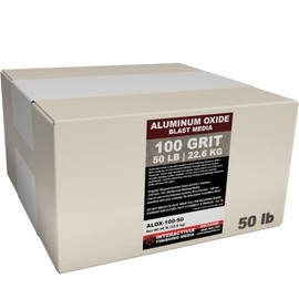 #100 Grit Aluminum Oxide Blast Media (50 lb/22 kg) - Premium Long-Lasting Sand Blasting Media, High Abrasive Force Sand Blaster Sand for Metal, Sandblasters, Blasting Cabinet, Blasting Guns