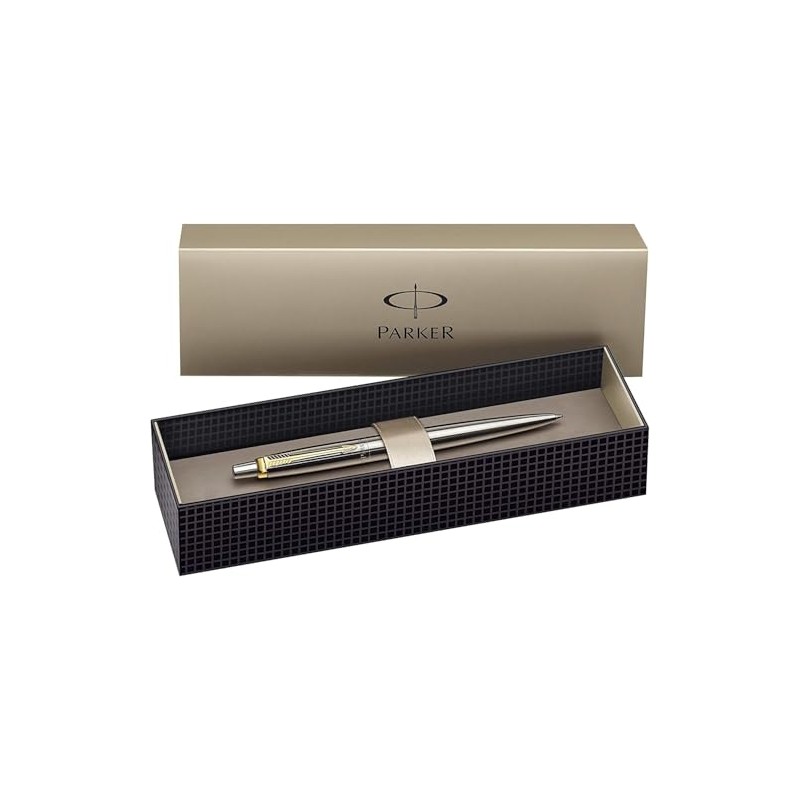 Parker Jotter Ballpoint Pen, Stainless Steel with Gold-Plated Trim |