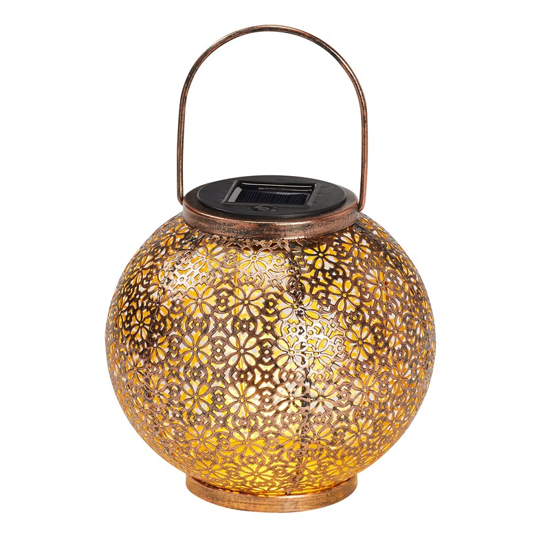 Lights4fun LED Solar Lantern Flower Pattern Moroccan Lantern Outdoor 19