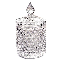 [narunaru] Glass Trinket Case, Cotton Swab Holder, Toothpick Holder, Interior Decoration, Lid Included (Transparent)