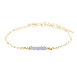 Tiny Sparkling Blue Lace Agate Faceted Bead Bar Bracelet in 14k Gold Fill