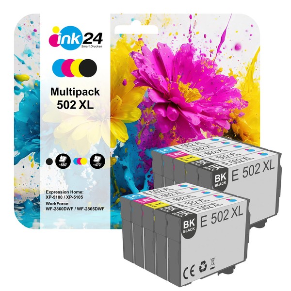 10 Ink24 Smart Print 502 Printer Cartridges Multipack 4-Colour Standard,