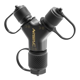 NAVAC F1028 Rapid-Y Connection Fitting for Faster Evacuation and Recovery | Solid Brass Y-shaped Adapter | Large Internal Diameter | 2-way Hose Splitter for HVAC | 2 x 3/8″ to 1 x 3/8″