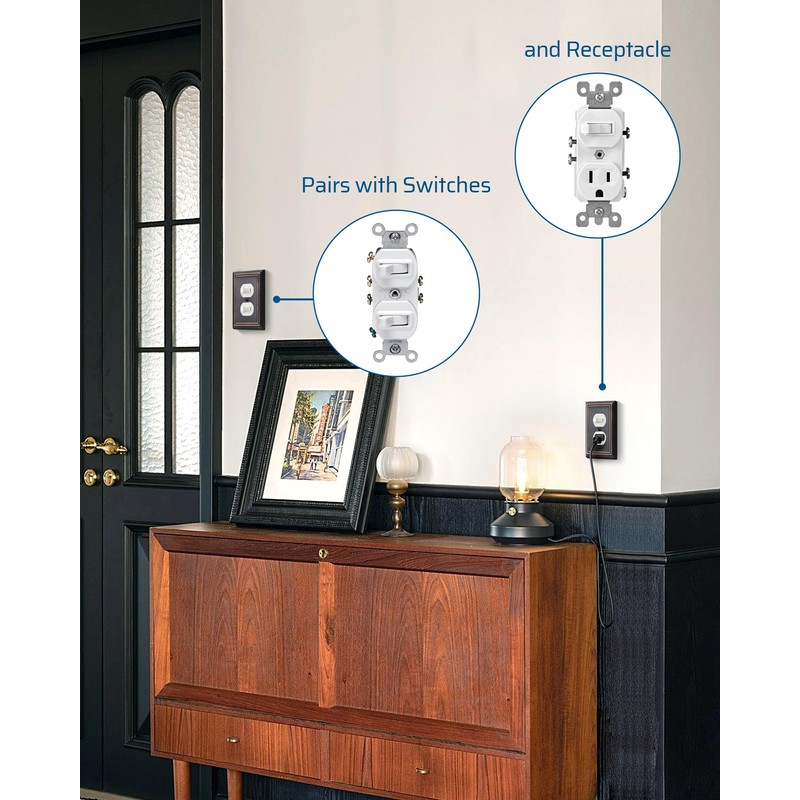 DEWENWILS 4-Pack Duplex Wall Plate, Metal Wall Outlet Cover for