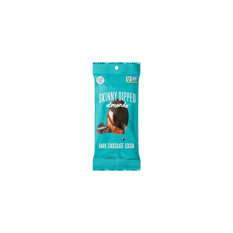 Skinny Dipped Almonds Nuts, Dark Chocolate Cocoa, 1.2 Oz., 10/Box