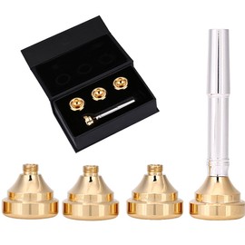 Brass Trumpet Mouthpiece Set with 1 1/2C 3C 5C 7C Gold Plated Mouth Pieces Kit
