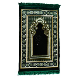 Prayer Mat (+ FREE Prayer Beads Tasbih) Islamic Namaz lace Lightweight soft Muslim Carpet Turkish Janamaz Namaz Sajadah, Ideal for Travel/Home/Office/Masjid/Hajj/Umrah (Green)