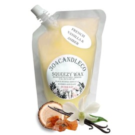304CandleCo Large Squeeze Soy Wax Melt - 50 SCENTS! - Highly Fragrant & Hand-Crafted - Easy Mix & Match - American Made - Perfect for Wax Warmers (3oz, French Vanilla & Amber)