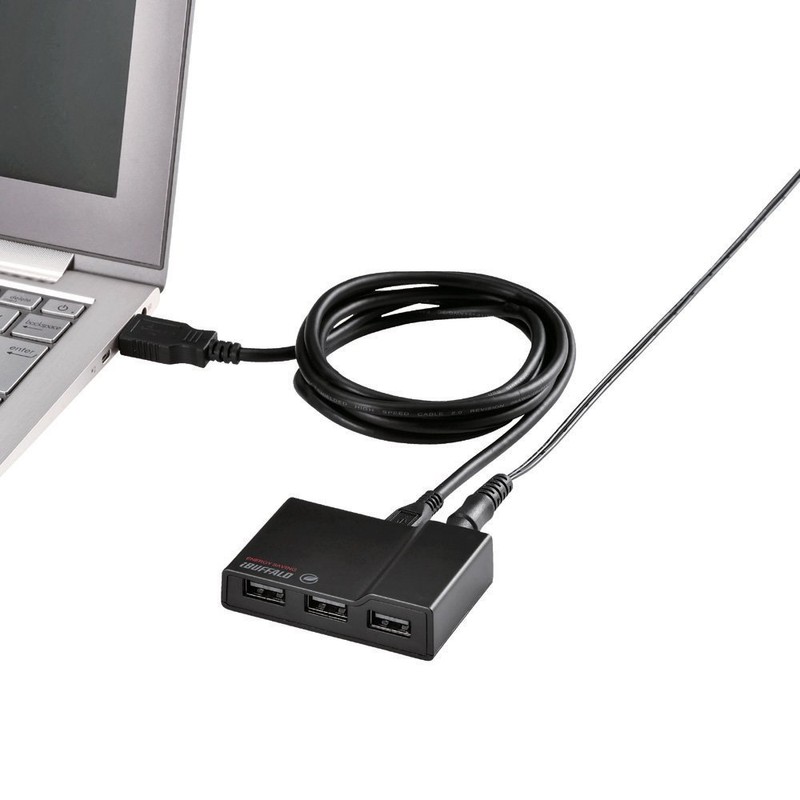 BUFFALO BSH4AE12WH 4-Port Self-Powered Hub with Power Interlocking Power Saving