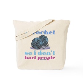 CafePress I Crochet So I Don't Hurt People. Tote Bag Natural Canvas Tote Bag, Reusable Shopping Bag