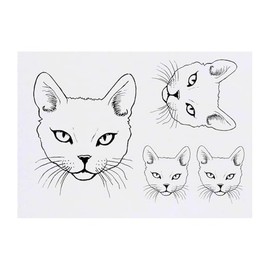 4 x 'Cat Face' Temporary Tattoos - Water Resistant, Skin-Safe, Non-Toxic Transfers, Mixed Sizes (TO00075024)