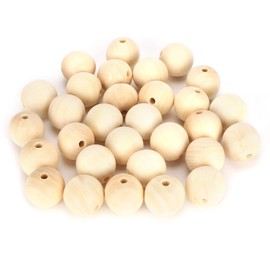 30Pcs 40mm Wooden Beads, Unfinished Round Large Wooden Loose Beads Wood Beads for Jewelry Making Home Farmhouse Decoration