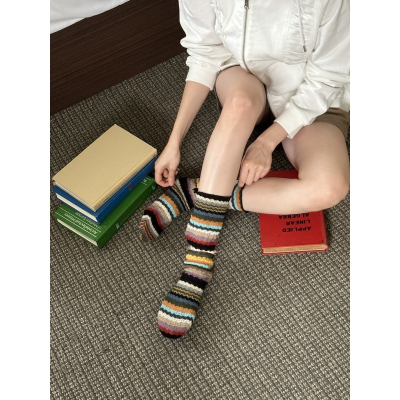Women's golf socks, point knit, cozy women's mid-neck socks /