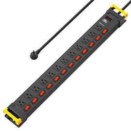 CRST 12 Outlets Power Strip Surge Protector with Individual Switches 9FT, 1020J 1875W