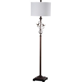 SAFAVIEH Lighting Collection Birdsong Traditional Rustic Farmhouse Oil-Rubbed Bronze 61-inch Living Room Bedroom Home Office Standing Floor Lamp (LED Bulb Included)