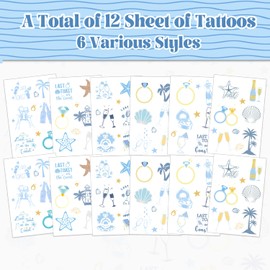 Last Toast On The Coast Bachelorette Temporary Tattoos Stickers, Blue Last Toast On The Coast Bachelorette Party Decorations Nautical Coastal Bachelorette Party Supplies for Bridal Shower