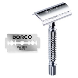 Kazakiri W Double-edged Razor [Impressive Deep Shaving] Shaving, Face Shaving, Shaving, Shaving, Shaving, Shaving, 1 Replacement Blade, Men's, Single Blade Double Edge, Holder, Waterproof, Silver,