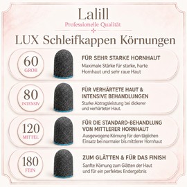 LALILL Sanding Caps LUX Pack of 50 - Graphite Milling Caps for Nail Cutters - Manicure, Pedicure & Podiatry - Attachments for Foot Care, Callus Removal, Nail Modeling, 10 mm 80 Grit
