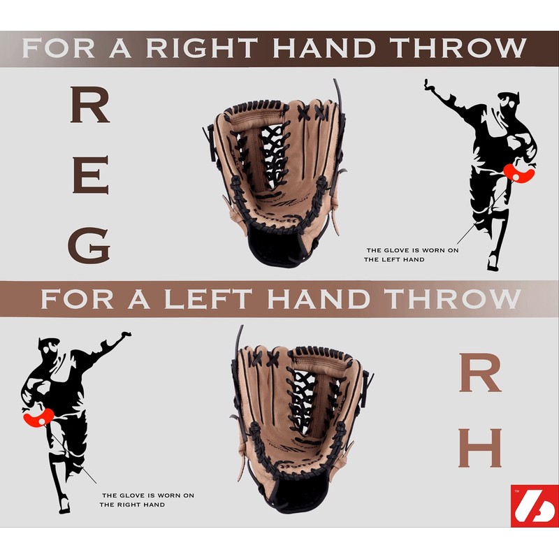 GL-127 competition baseball glove, genuine leather, outfield 12.5', RH, brown