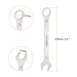 HARFINGTON 2pcs Thin Combination Wrench Metric 21mm Torx Ended Box 15 Degree Offset Open End Stainless Steel, Silver Tone