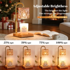 Hong-in Candle Warmer Lamp with Timer -Dimmable Adjustable Height Wax Melt Warmer for Jar Candles,Vintage Home Decor with Elegant Amber Glass,Birthday Gifts for Women, Mom, Friend, Sister