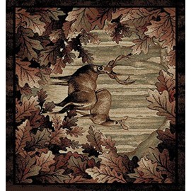 Rug Empire Rustic Lodge, Deer Area Rug, 27" W x 91" L, Black