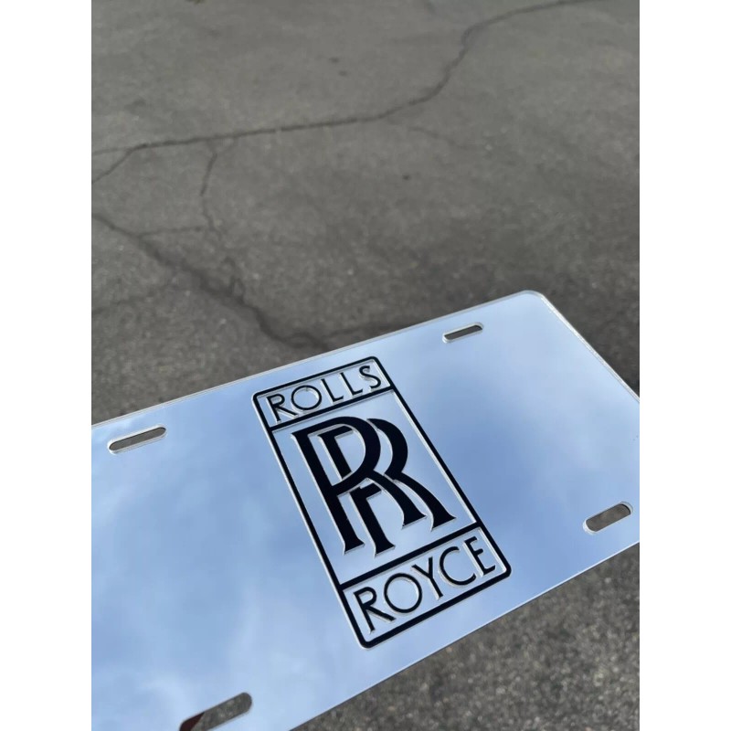 BLVD Rolls-Royce Emblem Acrylic Mirror License Plate Auto Tag