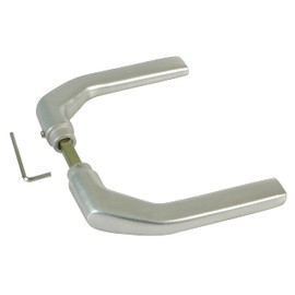 Amig - Set of Aluminium Silver Handles Without Plate Ideal for Passage and Entry Doors – 130 x 61 mm · Maximum Door Thickness 65 mm | Functional, Decorative and Modern Crank Handle