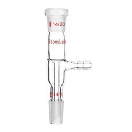 StonyLab Glass Vacuum Take Off Adapter, Straight, Short Stem with 14/20 Joints